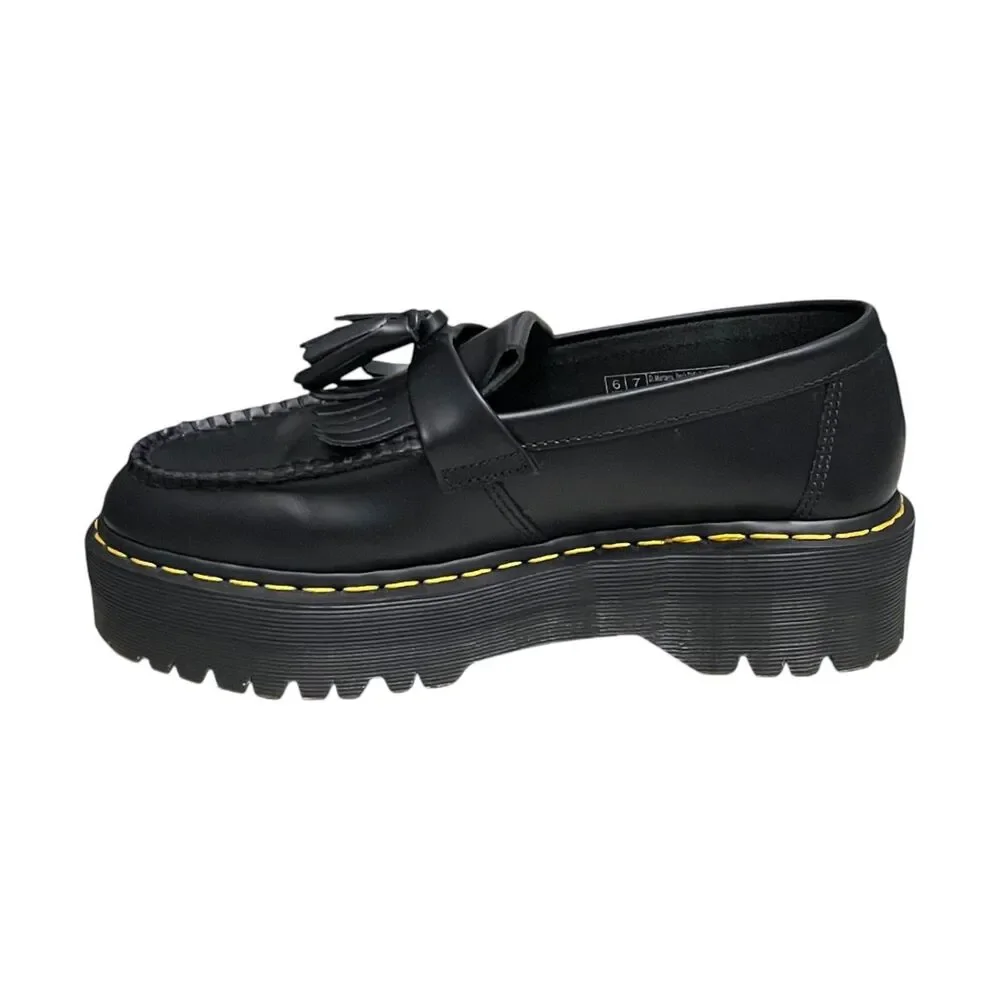 Dr. Martens Adrian Quad Platform Tassel Loafers Black Leather Women's US 8 EU 39
